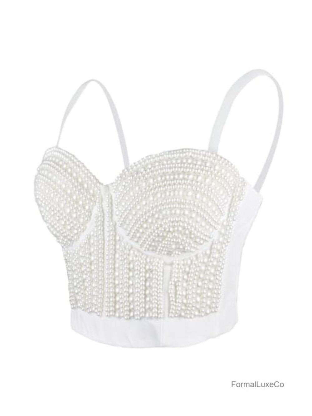 Pearls Beaded Bustier Crop Top Corset Party Club Sexy Bra